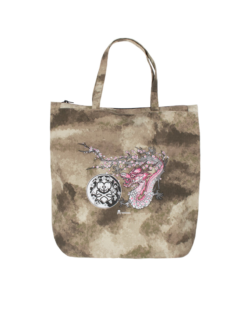 Sakura Dragon Print Tote Bag