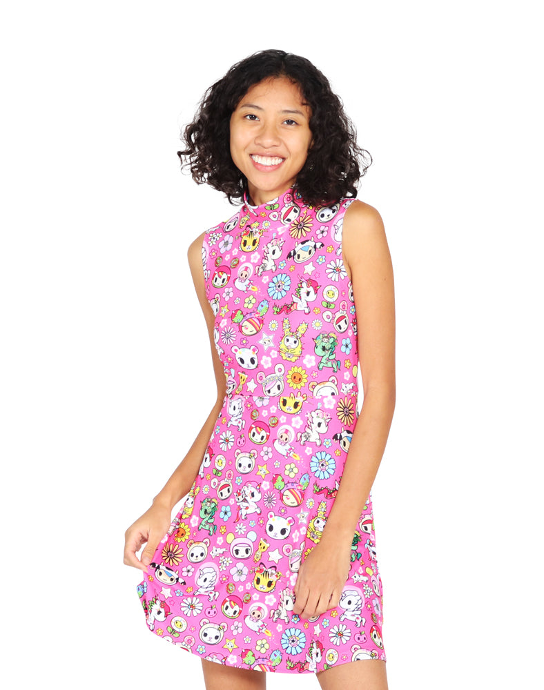 Mock Neck Skater Dress - Super Bloom Style