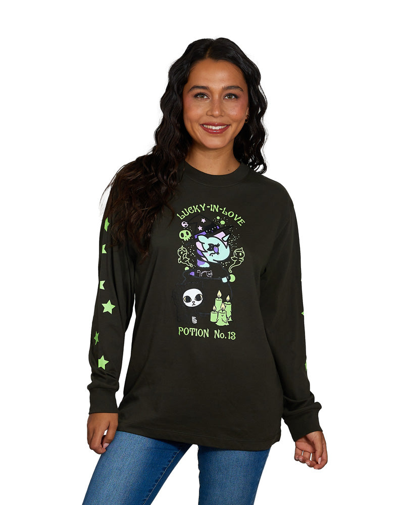 Men's Black Cat Graphic Long Sleeve Shirt