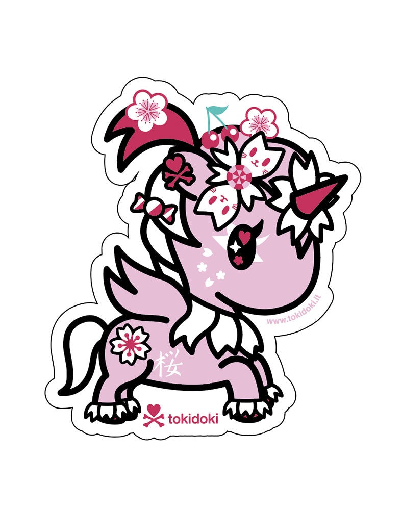 Cherry Blossom Unicorn Die-Cut Sticker for Decoration